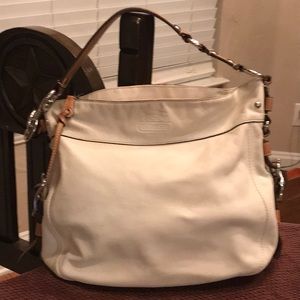 Coach Leatherware Off-White Purse w/brown leather handles